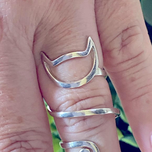 Cat tail sterling silver 925 swirl ring size 7.5 - Picture 3 of 7